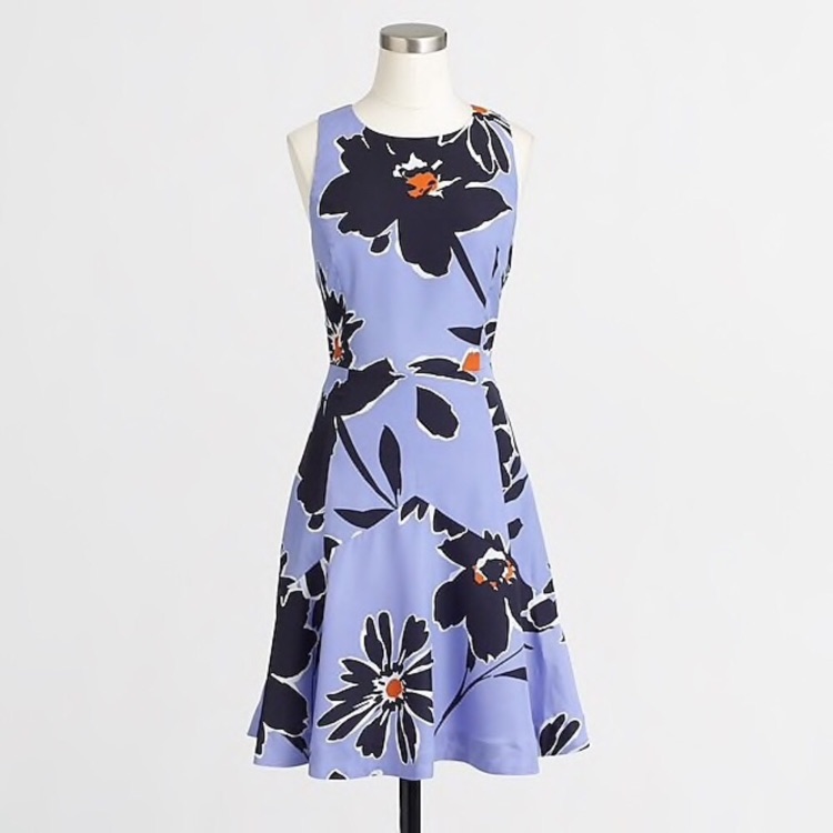 J Crew | Purple Floral Fit And Flare Dress